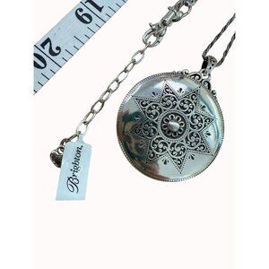 Brighton Etoile Locket Necklace Intricate Star Design Long Chain Silver Plated